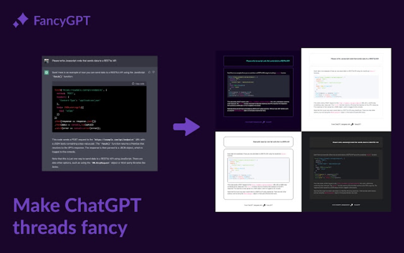 FancyGPT - ChatGPT extension giúp lưu đoạn hội thoại đẹp mắt