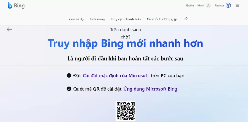 Hai bước để truy cập Bing ChatGPT