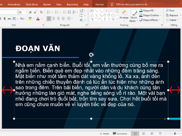 Văn bản được tự động căn lề chuẩn hai bên