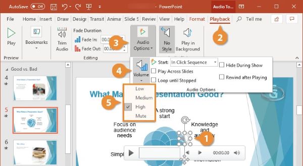 Tùy chỉnh âm thanh được chèn vào PowerPoint