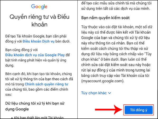 Đồng ý với quyền riêng tư và Điều khoản sử dụng