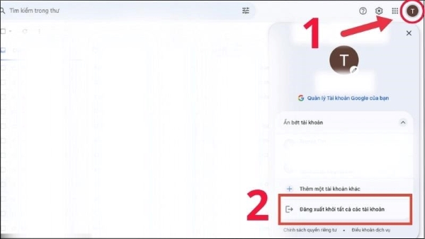 Chọn "Đăng xuất khỏi tất cả các tài khoản"