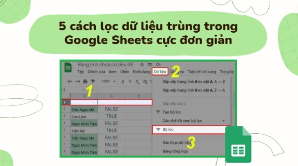 lọc dữ liệu trùng trong google sheets