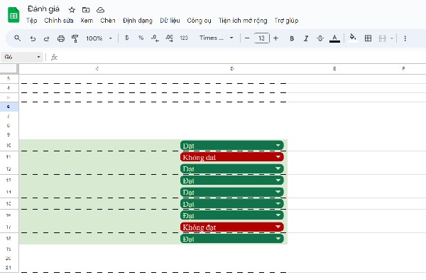 Tạo drop list trong Google Sheets tạo một danh sách các mục lựa chọn