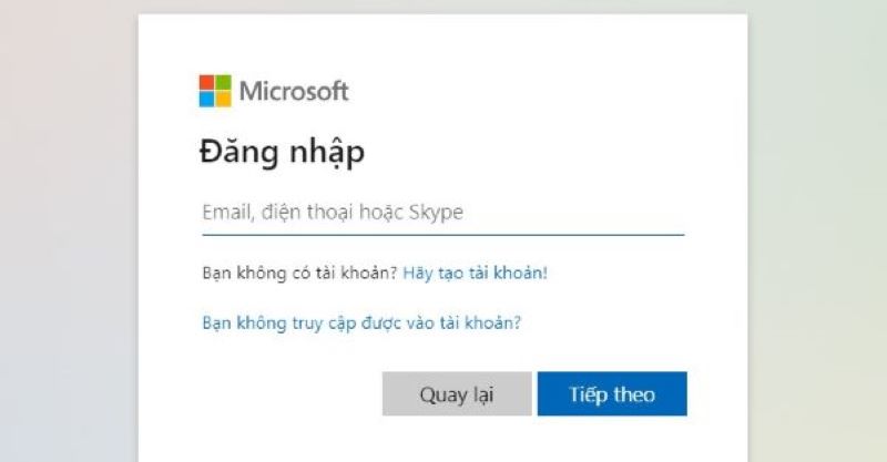 Đăng nhập tài khoản Microsoft của bạn