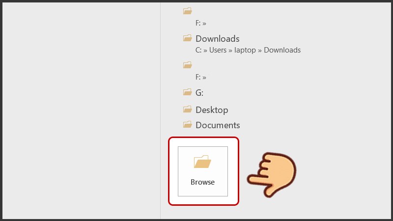 Nhấn vào nút Browse để tùy chọn nơi lưu file